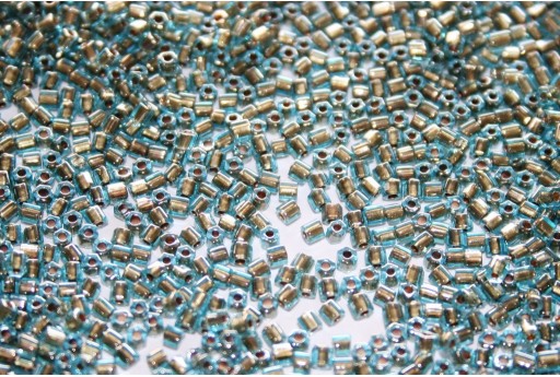 Hexagon Toho Seed Beads Gold Lined Aqua 11/0 - 10gr