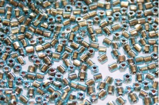 Hexagon Toho Seed Beads Gold Lined Aqua 11/0 - 10gr