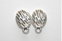 Silver Εaring wavy with texture with titanium pin  8.5x13mm - 6pcs
