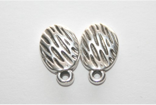 Silver Εaring wavy with texture with titanium pin  8.5x13mm - 6pcs