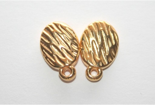 Gold Εaring wavy with texture with titanium pin  8.5x13mm - 6pcs