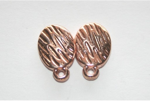 Rose Gold Εaring wavy with texture with titanium pin  8.5x13mm - 6pcs