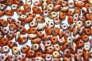 Superduo Beads Matte Umber-Apollo Gold 5x2,5mm - 10gr