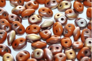 Superduo Beads Matte Umber-Apollo Gold 5x2,5mm - 10gr