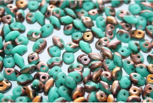 Superduo Beads Matte Turquoise-Apollo Gold 5x2,5mm - 10gr