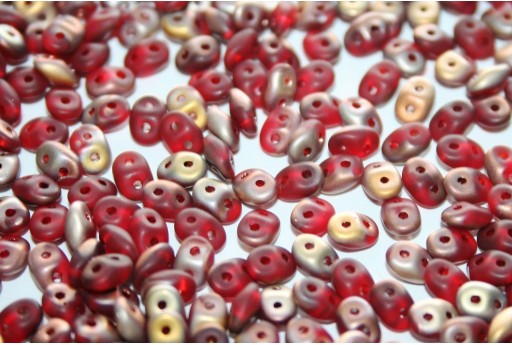 Superduo Beads Matte Apollo Siam Ruby 5x2,5mm - 10gr