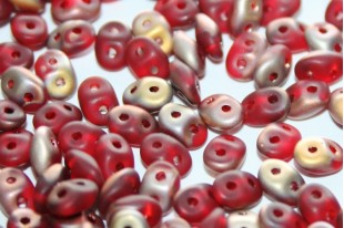 Superduo Beads Matte Apollo Siam Ruby 5x2,5mm - 10gr