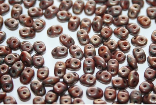 Superduo Beads Matte Luster-Trans. Gold/Opaque Umber 5x2,5mm - 10gr