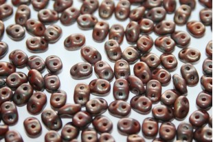 Superduo Beads Matte Luster-Trans. Gold/Opaque Umber 5x2,5mm - 10gr