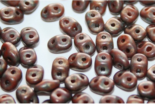 Superduo Beads Matte Luster-Trans. Gold/Opaque Umber 5x2,5mm - 10gr 2