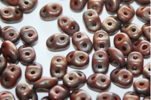 Superduo Beads Matte Luster-Trans. Gold/Opaque Umber 5x2,5mm - 10gr