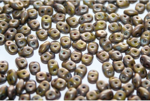 Superduo Beads Matte Luster-Trans. Gold/Opaque Olivine 5x2,5mm - 10gr