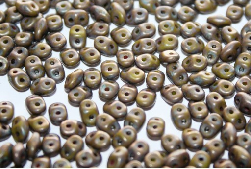 Superduo Beads Matte Luster-Trans. Gold/Opaque Olivine 5x2,5mm - 10gr