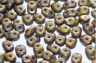 Superduo Beads Matte Luster-Trans. Gold/Opaque Olivine 5x2,5mm - 10gr