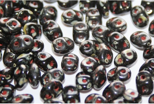 Superduo Beads Jet-Picasso Silver 5x2,5mm - 10gr 2