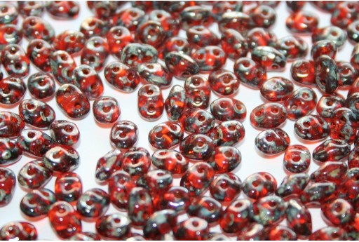 Superduo Beads Hyacinth-Picasso Silver 5x2,5mm - 10gr