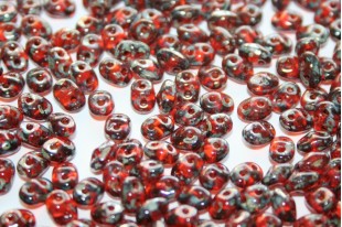 Superduo Beads Hyacinth-Picasso Silver 5x2,5mm - 10gr