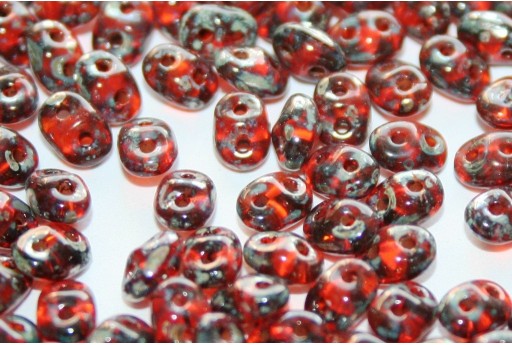 Superduo Beads Hyacinth-Picasso Silver 5x2,5mm - 10gr 2