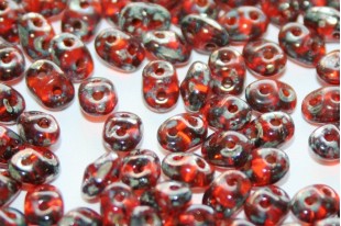 Superduo Beads Hyacinth-Picasso Silver 5x2,5mm - 10gr