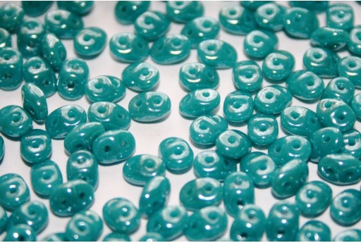 Superduo Beads Luster Turquoise Dark Green 5x2,5mm - 10gr