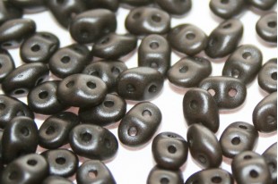 Superduo Beads Satin Metallic Black 5x2,5mm - 10gr