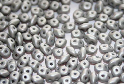 Superduo Beads Satin Metallic Silver 5x2,5mm - 10gr