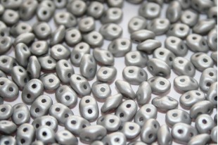 Superduo Beads Satin Metallic Silver 5x2,5mm - 10gr