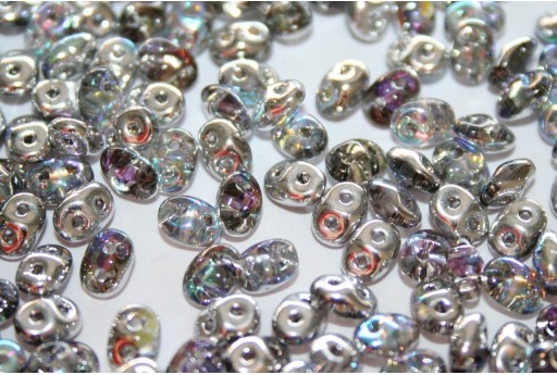 Superduo Beads Crystal Silver Rainbow 5x2,5mm - 10gr