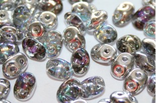 Superduo Beads Crystal Silver Rainbow 5x2,5mm - 10gr
