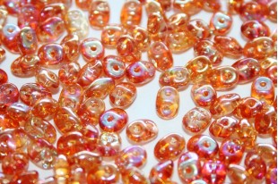 Perline Superduo Crystal Orange Rainbow 5x2,5mm - 10gr