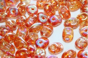 Superduo Beads Crystal Orange Rainbow 5x2,5mm - 10gr