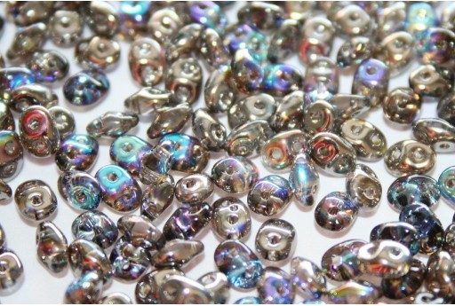Superduo Beads Crystal Graphite Rainbow 5x2,5mm - 10gr