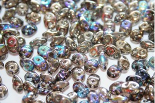 Superduo Beads Crystal Graphite Rainbow 5x2,5mm - 10gr