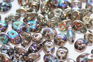 Superduo Beads Crystal Graphite Rainbow 5x2,5mm - 10gr