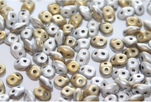 Superduo Beads Matte California Silver 5x2,5mm - 10gr