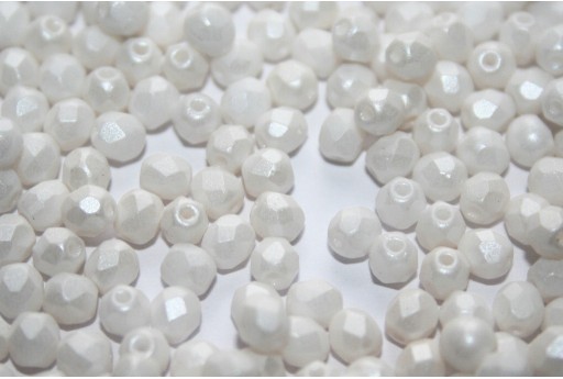 Fire Polished Beads Pearl Shine White 4mm - 60pz