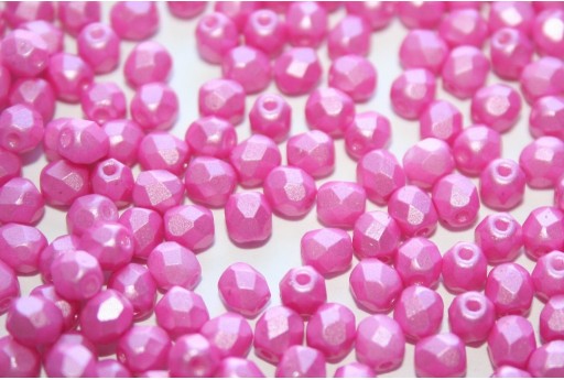 Fire Polished Beads Pearl Shine Light Fuchsia 4mm - 60pz