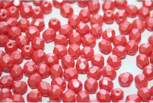 Fire Polished Beads Pearl Shine Light Coral 4mm - 60pz