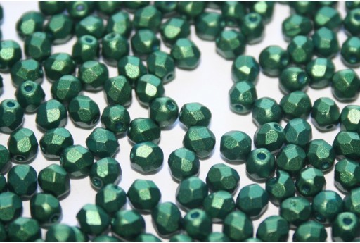 Fire Polished Beads Gold Shine Emerald 4mm - 60pz