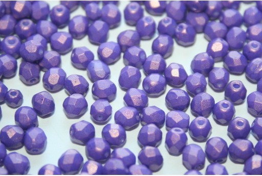 Fire Polished Beads Gold Shine Purple 4mm - 60pz