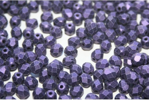 Fire Polished Beads Metallic Suede Purple 4mm - 60pz