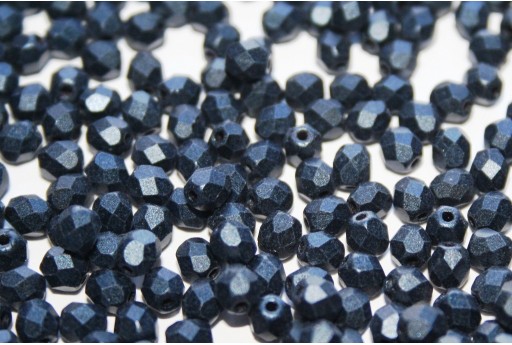 Perline Mezzi Cristalli Metallic Suede Dark Blue 4mm - 60pz