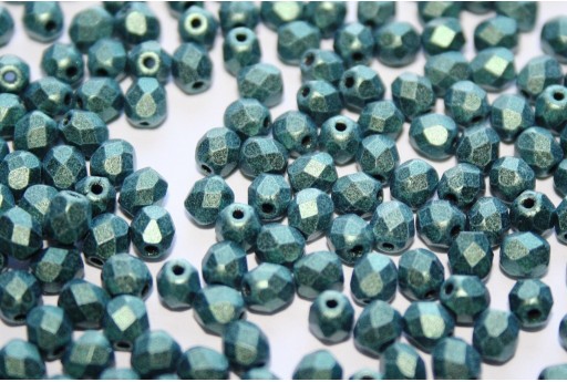 Fire Polished Beads Metallic Suede Light Green 4mm - 60pz