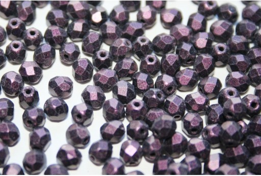Fire Polished Beads Metallic Suede Pink 4mm - 60pz