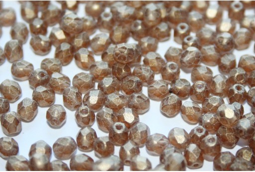 Fire Polished Beads Silk Gold Smoky Topaz 4mm - 60pz