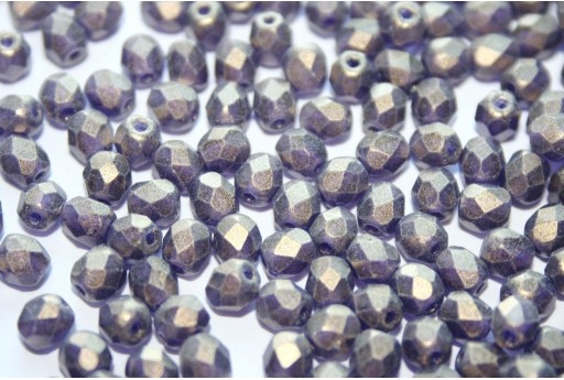 Fire Polished Beads Silk Gold Tanzanite 4mm - 60pz