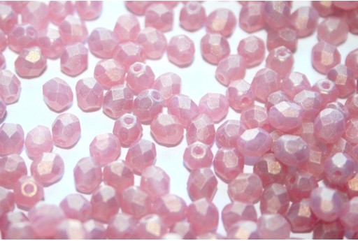 Fire Polished Beads Silk Gold Milky Pink 4mm - 60pz