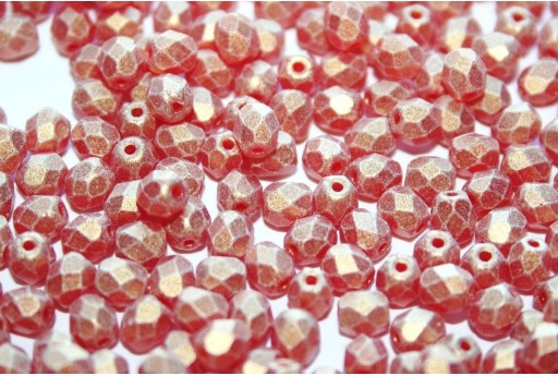 Fire Polished Beads Silk Gold Ruby 4mm - 60pz