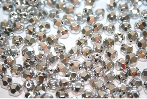 Fire Polished Beads Silver 6mm - 30pcs