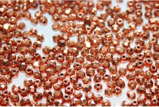 Fire Polished Beads Metallic Copper Penny 2mm - 80pz